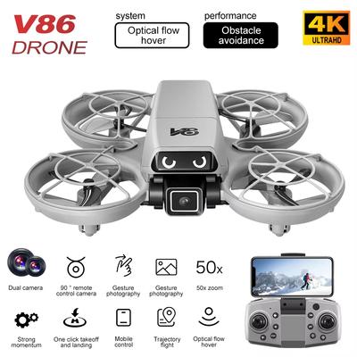Novo Drone V86 Câmera HD 4K Drone Aéreo Mini Desvio de Obstáculos 360° Posicionamento de Fluxo Ótico Voo FPV Mini Quadcopter