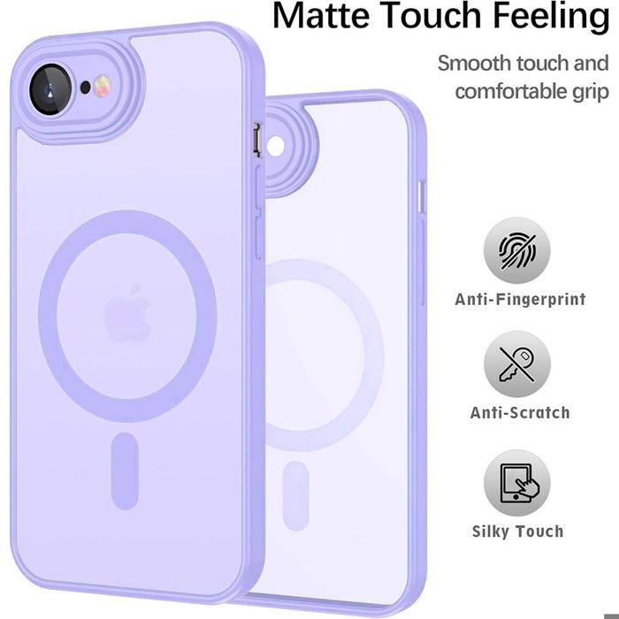 Coque pour iPhone 17e, avec Protection Caméra et Cercle Magnétique - Translucide Violet