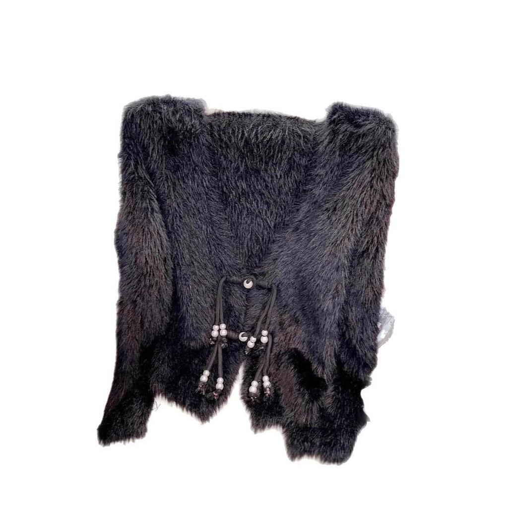 Imitation Mink Velvet Cardigan for Mature Women - Loose Pearl Button Knit Outerwear for Autumn/Winter