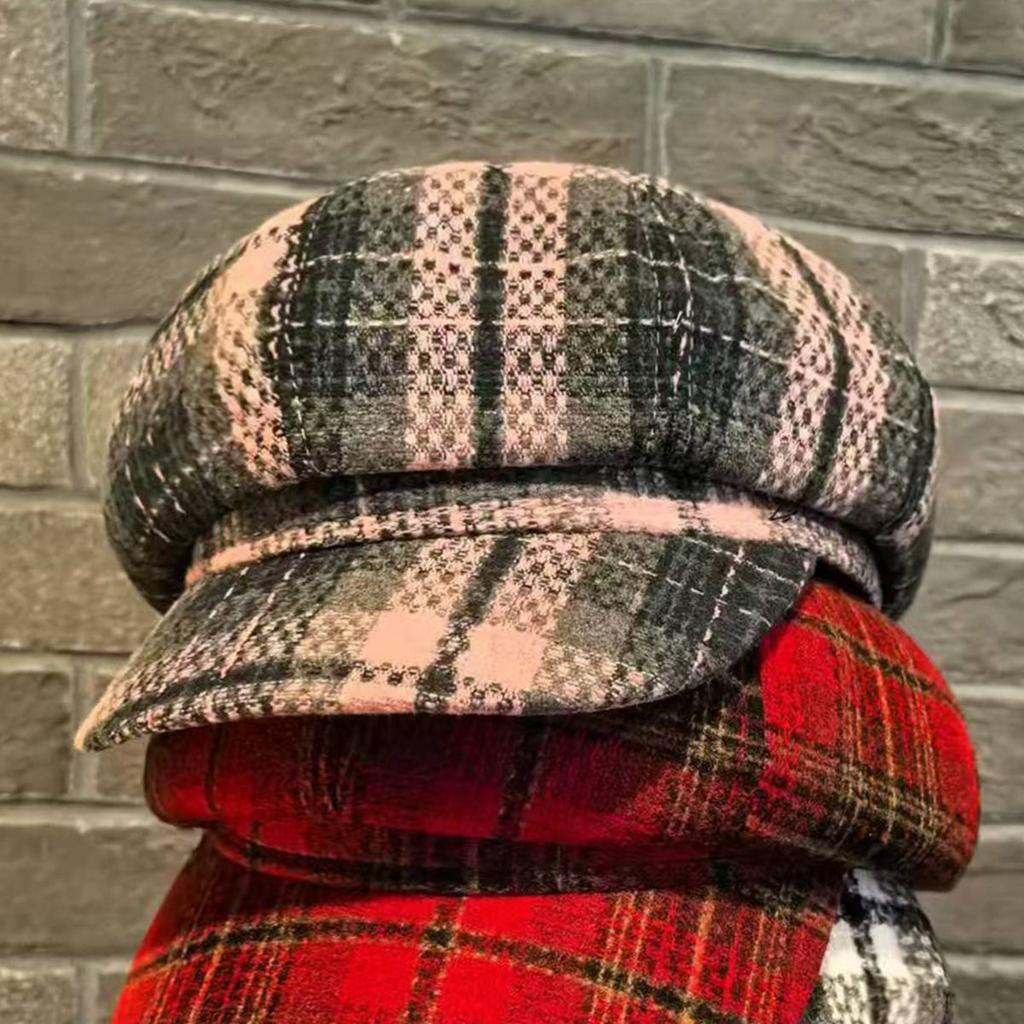 Paski Kaszkiet Damski Duckbill Granatowy Modny Kapelusz Ciepły i Polarowy Kapelusz Shake Fleece Modny Elegancki Retro Męski i Damski Zimowy Pogrubiony Beret