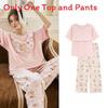 Pure Cotton Summer Sleepwear Set For Women With Chest Padding And Breathable Short Sleeve Long Pants For Home And Outdoors