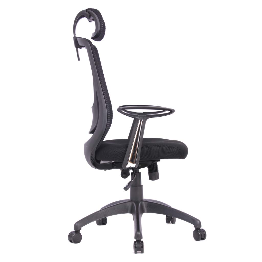 Scaun de birou Iris Plaza Scaun Scaun de birou Tetieră Scaun cu plasă Poliester Negru x Negru OFC-08