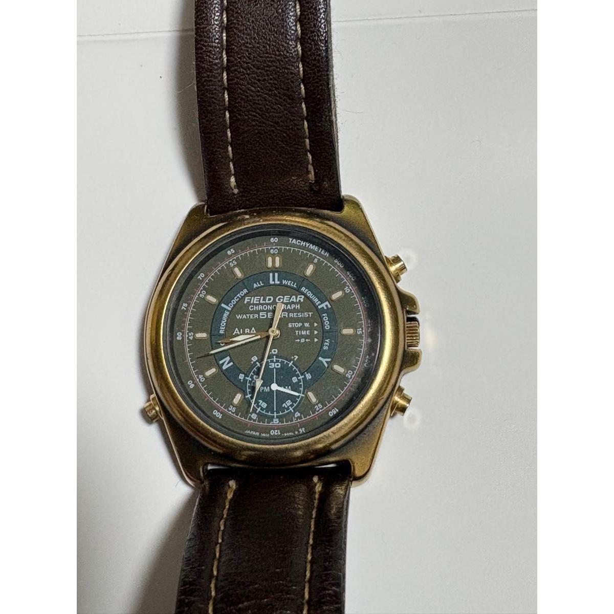 ALBA FIELD GEAR Chronograph Watch Brown Belt Junk