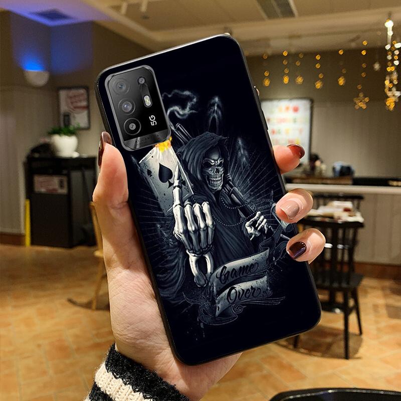 Skeleton Schädel Frau Kuss Tattoo Telefon Fall für OPPO A54 A74 A94 A53S A9 A5 A15 A16 A91 A96 A76 Reno8 8Pro Reno2 Z Abdeckung Coque