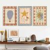 Vintage Hot Air Balloon Nursery Print Floral Kids Teddy Bear Wall Art Canvas Painting Lune Poster Neutral Baby Room Home Decor