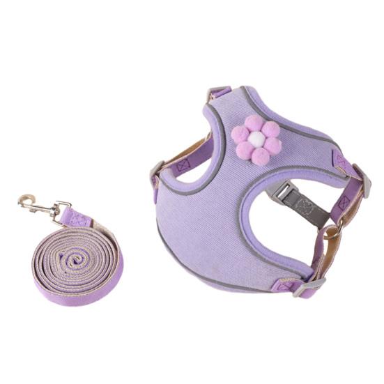 

Набор поводков для упряжи, светоотражающий ремень, ночной сейф, жилет для собак, регулируемый цветок, украшение 2XS фиолетовый