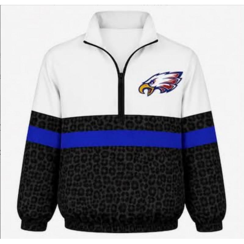 Womens Streetwear Zip-Up Stand Collar Sweatshirt 3D Digital Print Loose Fit Casual Top