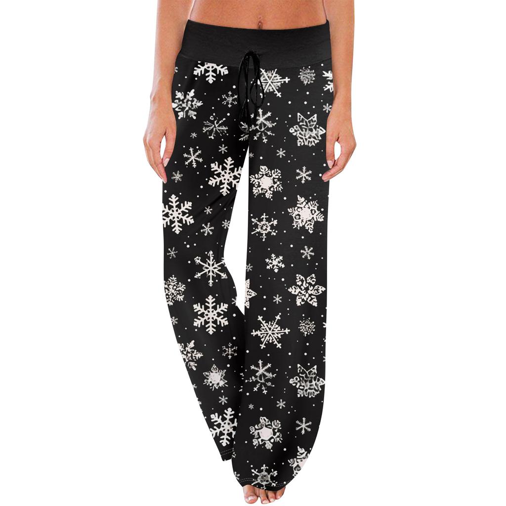 Pajama Pants Sleepwear Casual Drawstring Elastic Waist Pants Comfy Straight Yoga Loose Trousers