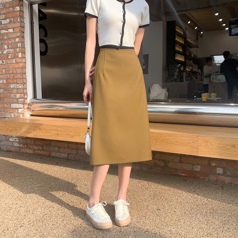 High-waisted Short Skirt for Women In Spring and Summer New Style, Slim and Versatile Large Size Black Rear Slit Hip-covered Skirt Skirt