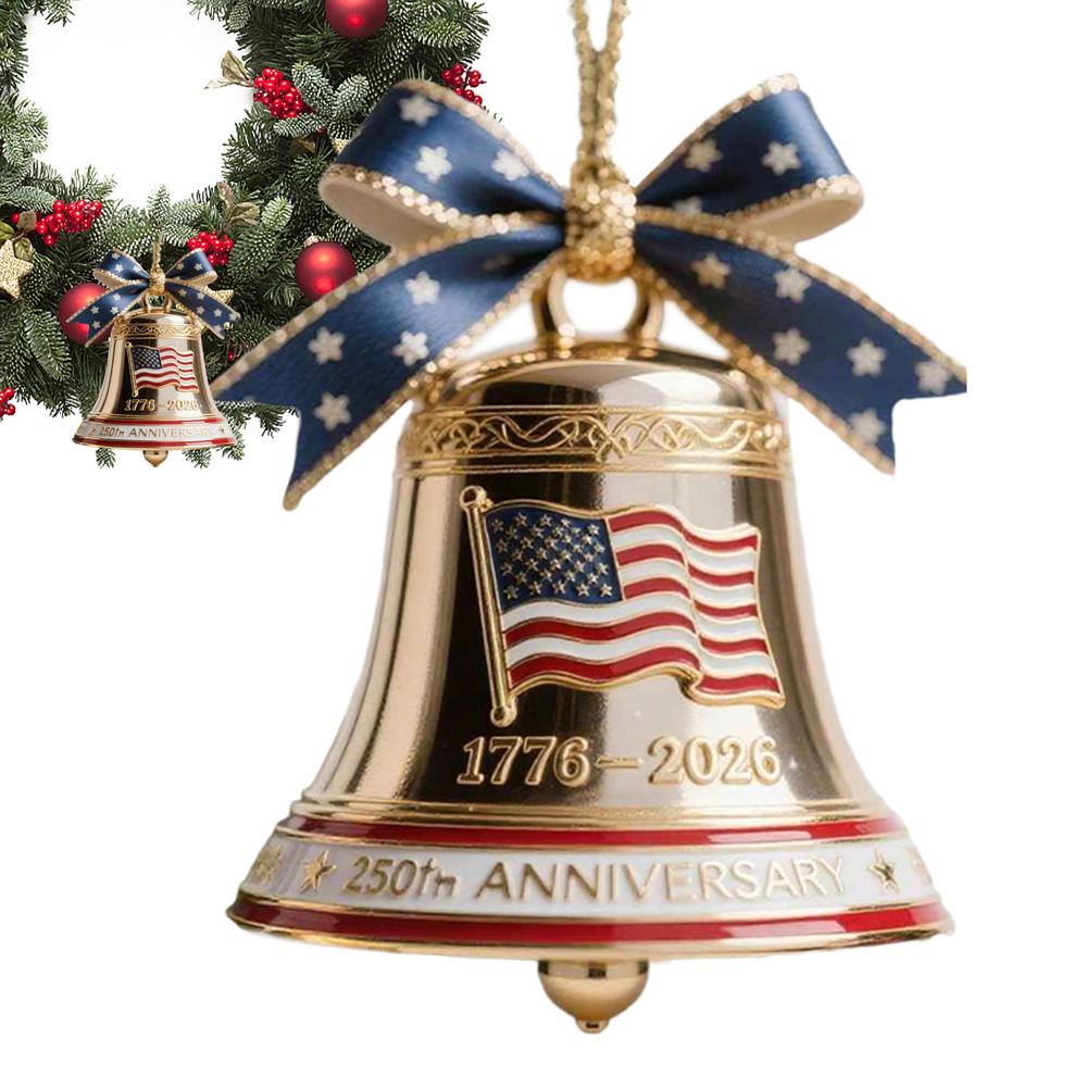 US 250th Bell Ornament US Founding Commemorative Ornament 1776-2026 250th America's Founding Keepsake Bell for Christmas Tree