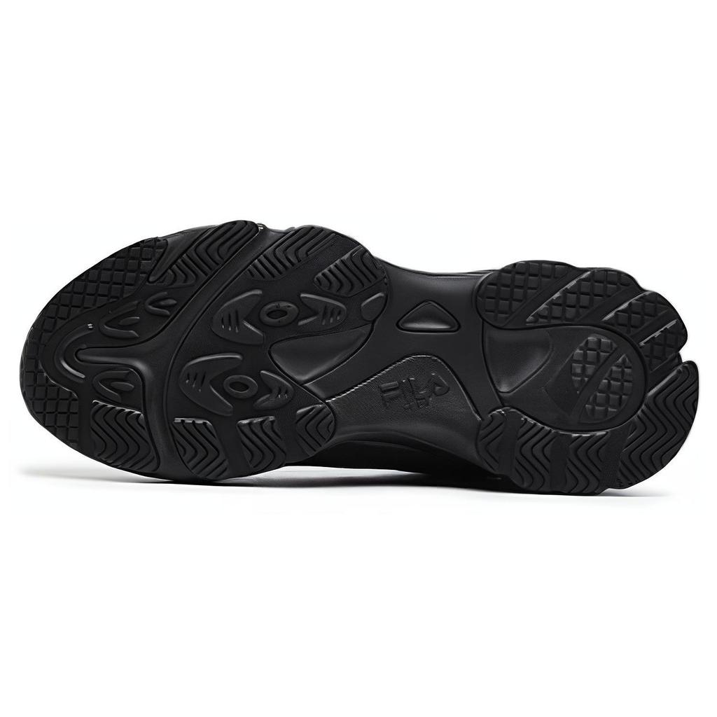 Fila Fabric Synthetic Leather TPU Pigskin Trendy Shock Absorbing Wear Resistant Low Top Dad Shoes Men Sneaker Black F12M216101FBK