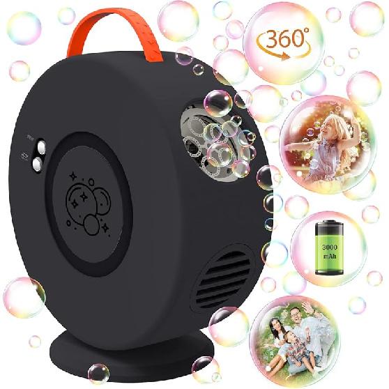 Bubble Machine Automatic Bubble Blower for Kids Toddlers Rechargeable Battery Portable Bubble Maker Electric Bubble Machine Auto Rotating 90°/360°
