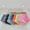 Shorts in Denim Jeans Donna Vita Alta Design con Frange Pantaloni a Gamba Larga A-line Booty Shorts