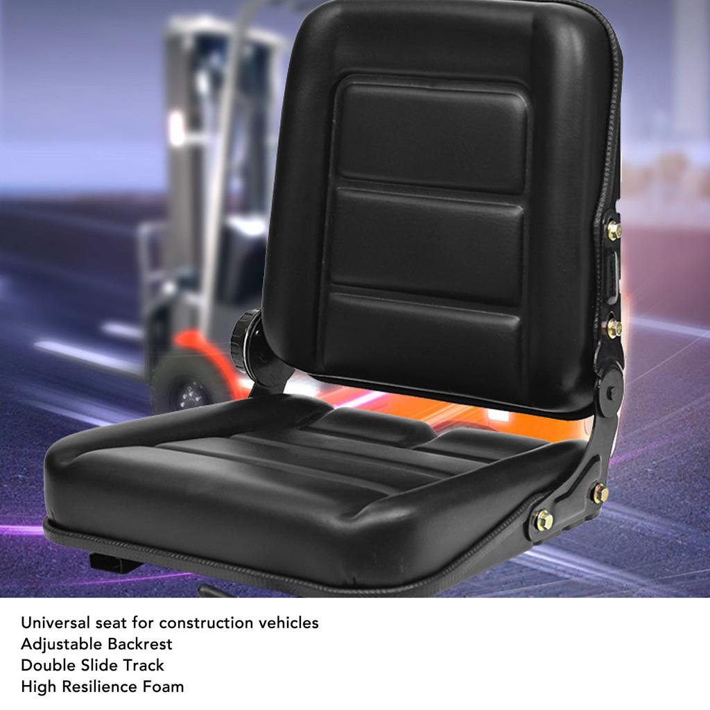 Forklift Seat Tractor Seat Rounded Curved Corners PU Leather Backhoe Seat Replacement for Forklift Skid Loader Dozer Telehandler