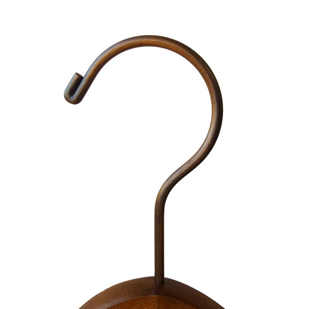 Ninian and Kino Wooden Hangers for Pants and Set of Antique Premium Natural Lotus for and Slacks Skirts, 5, Brown, Finish, Shape-Retaining, Wood,