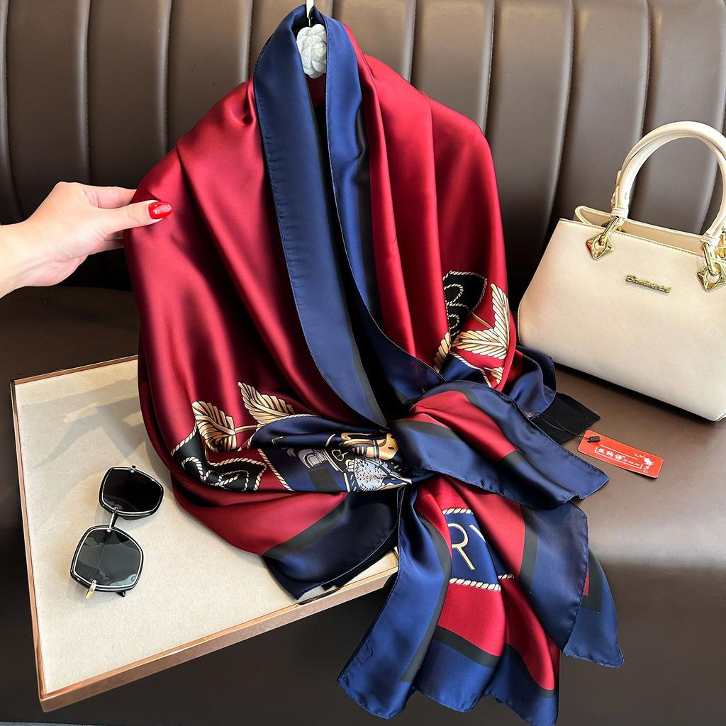 New Long Silk Scarf Women Print Hair Neck Square Office Ladies Shawl Bandanna Muslim Hijab Handkerchief Muffler Foulard Female