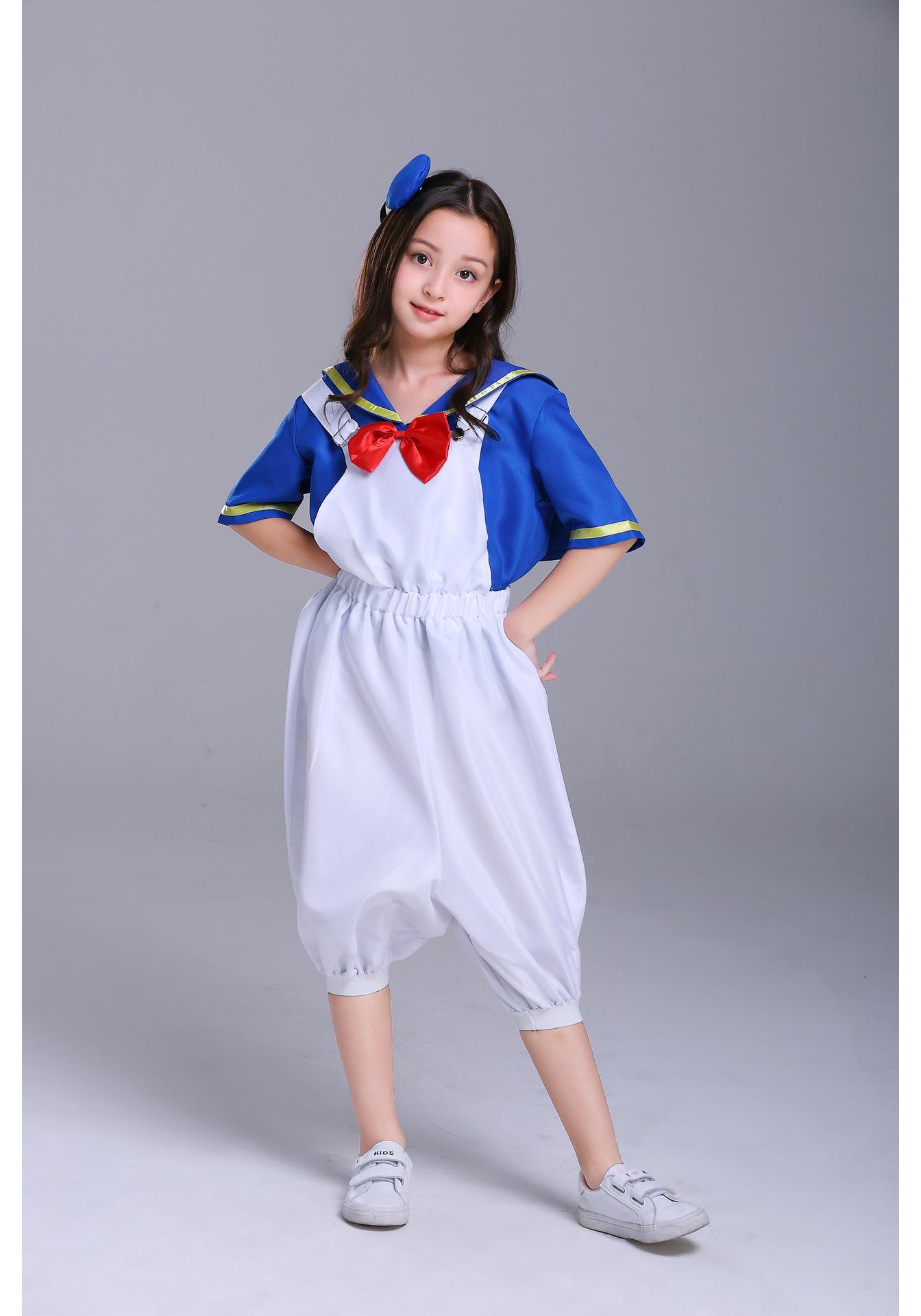 

Donald Duck Halloween Party Navy Sailor Costumes - Parent-Child Anime Cosplay Large