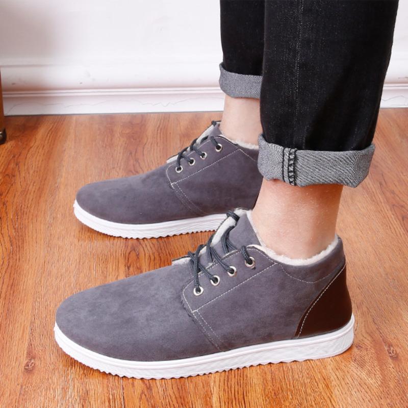 Light Warm Cotton Shoes for Men Winter Shoe Suede Men Sneakers 2024 New Thicken Plush Comfort Lace-up Footwear Zapatos De Hombre