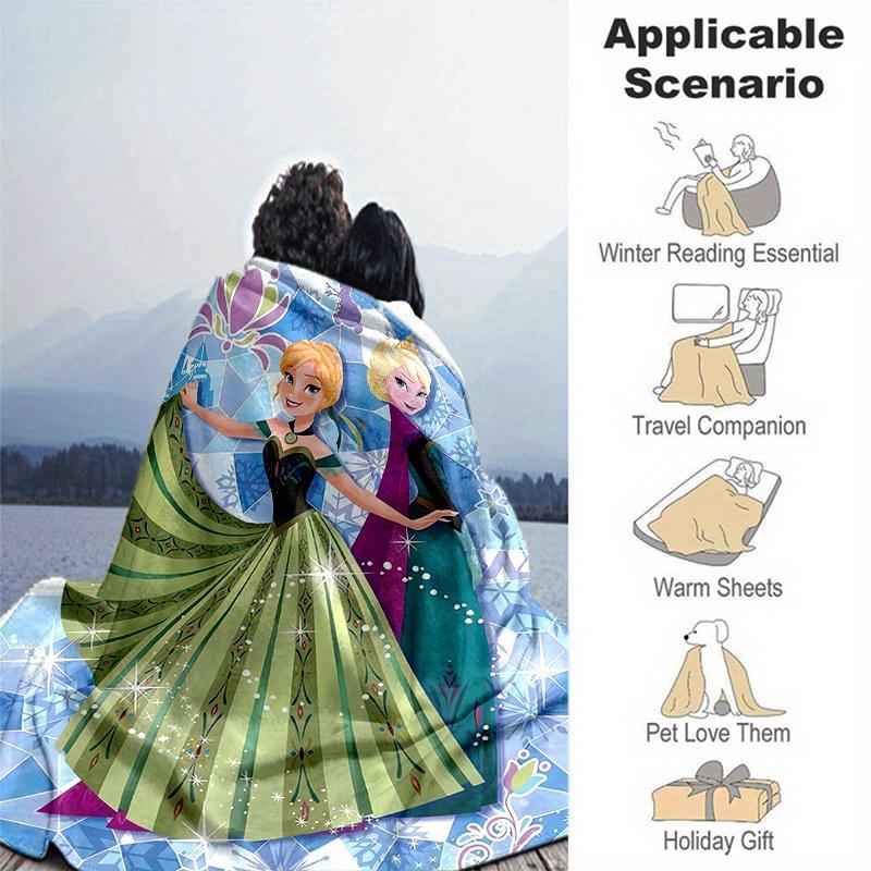 1pc Frozen Elsa & Anna Snowflake Design Throw Blanket Perfect for Home Decor, Couch Cover, Outdoor Use, Gifts, Soft Blanket Bedroom, Living
