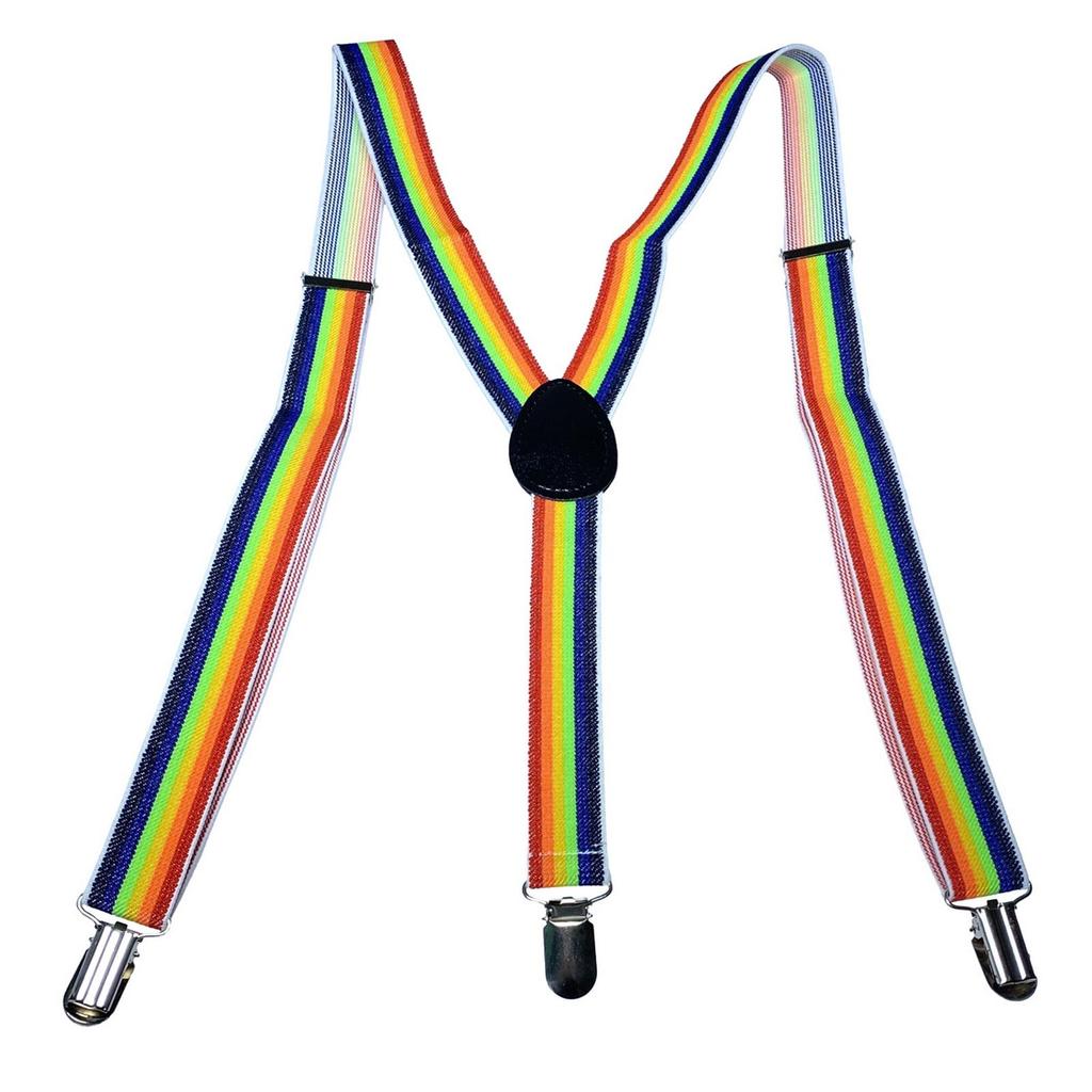 Unisex Sequin Y Back Suspenders 3 Clips Adjustable Elastic Braces