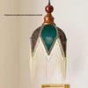 Mid-Century French Green Tassel Pendant Light for Bedroom or Bar
