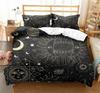 Black Sun Moon Star Bedding Set Bohemian Totem Line Duvet Cover Pillowcases Bedlinen Adults Bedclothes Twin Full Queen King Size