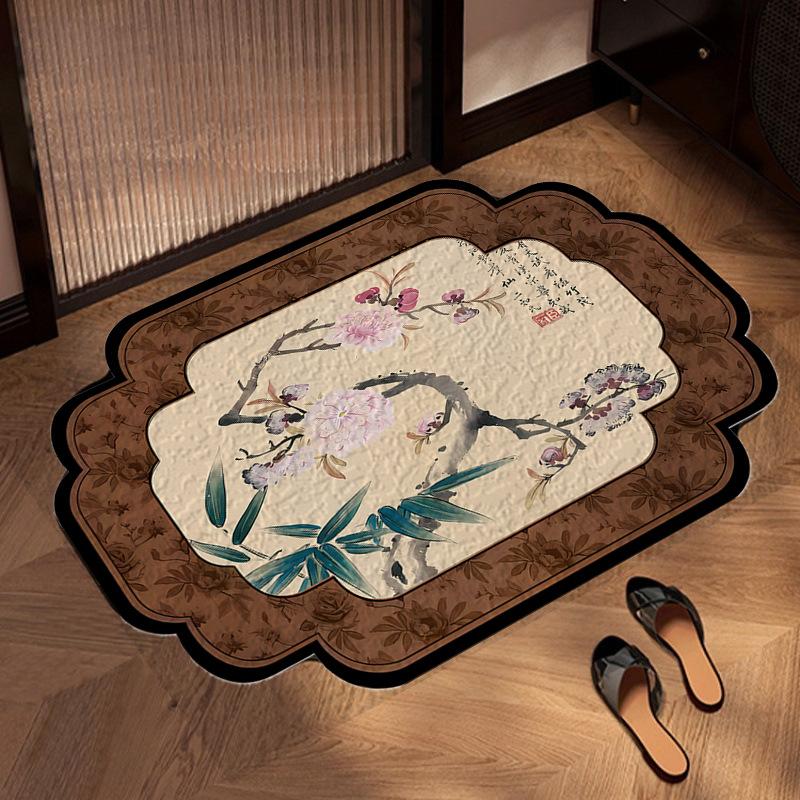 Diatomaceous Earth Bath Mat Absorbent Non Slip Floor Mat Classic Bathroom Entrance Quick Dry Easy Clean Shower Mat