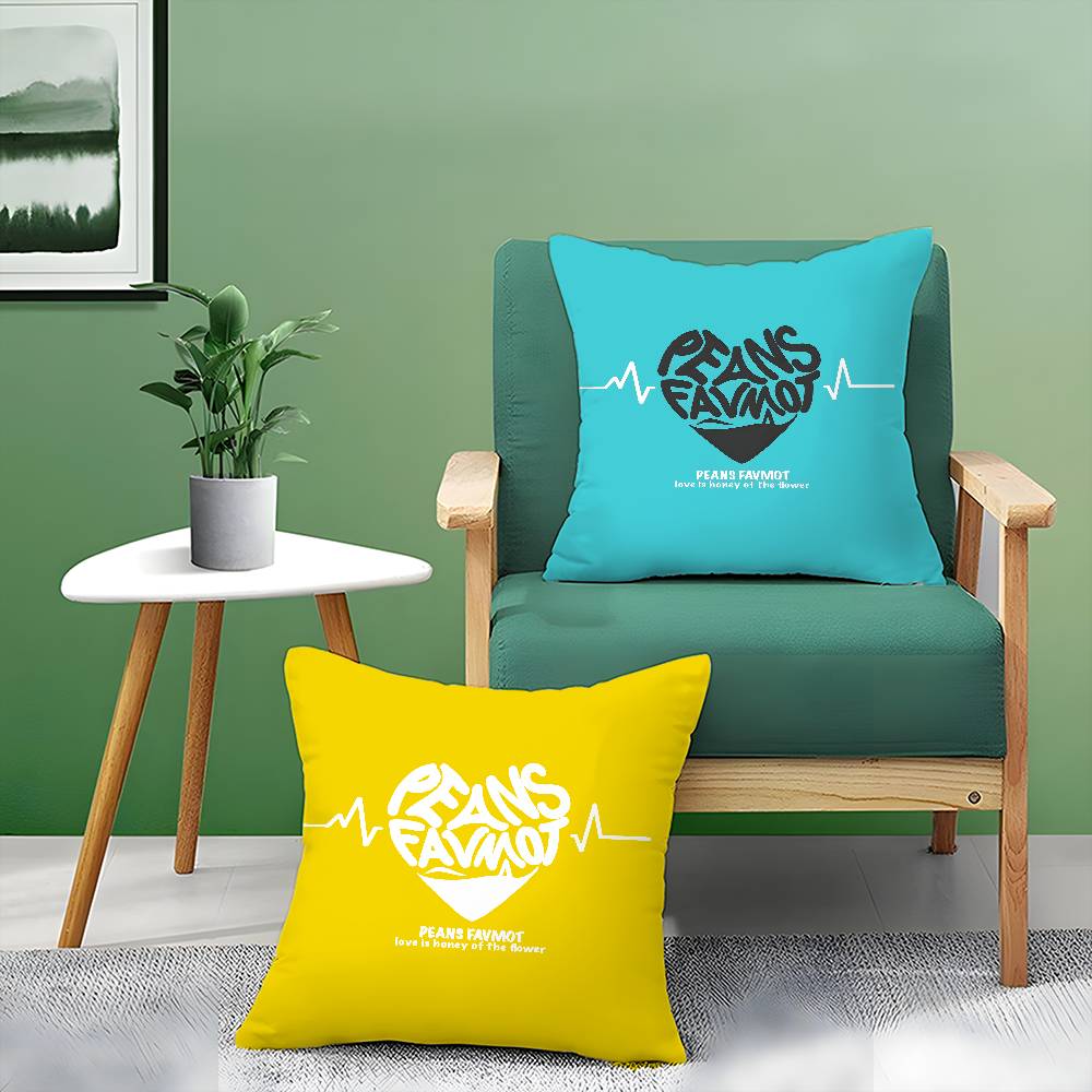 Lovely Sentence For Family Warm Hearts Pillow Case Comfort Sofa Bed Silky Elegant Invisible Zipper Decorative Cushion Cover