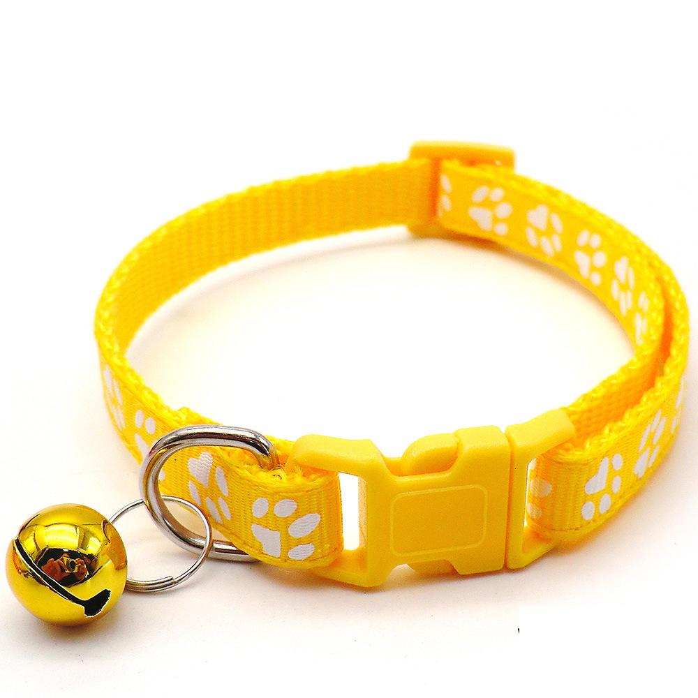Adjustable Safety Pet Collar with Bell and Dog Paw Pattern for Cats & Dogs