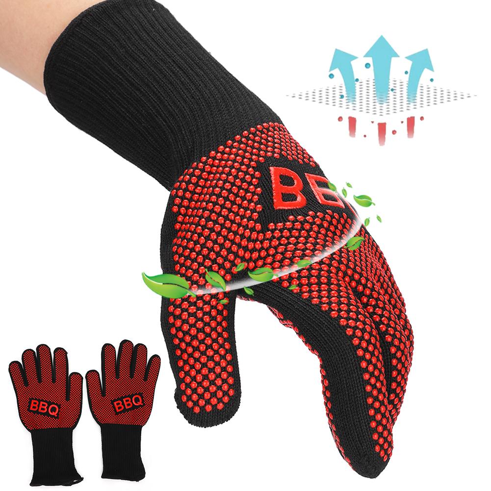 800 Celsius  1482 Degrees F Heat Resistant Fire Gloves Flame Retardant Antiskid Fireproof Grill Microwave Oven BBQ