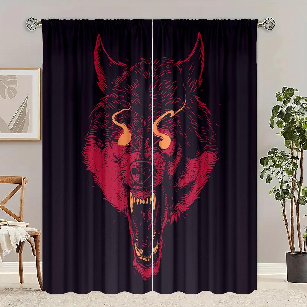 2 Pieces - Customizable Pattern Size - Printed Curtain - Polyester Material - Bedroom, Living Room, Study
