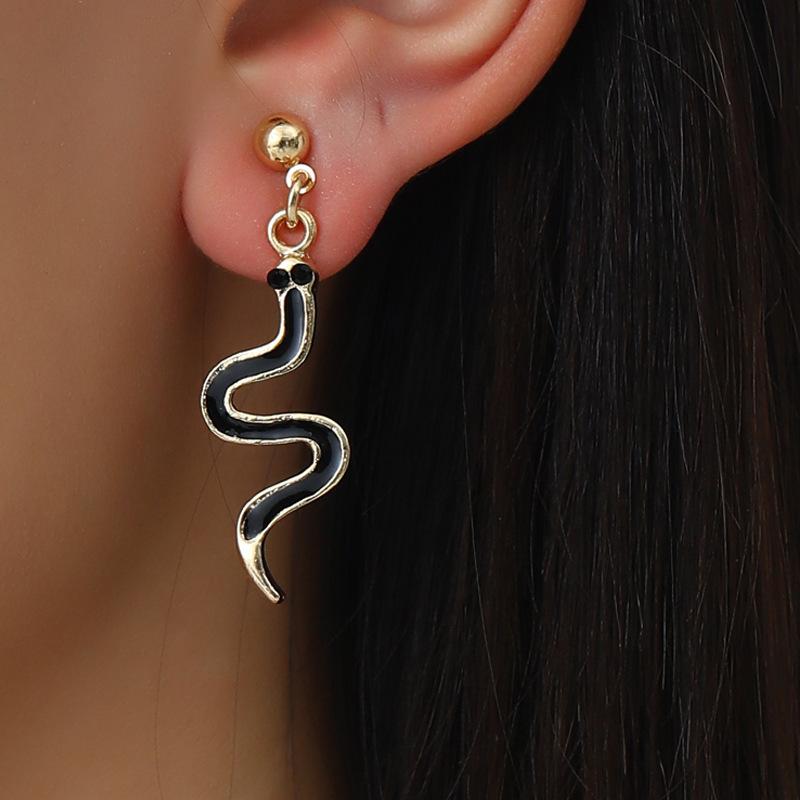 

Модные аксессуары Личность креативные серьги-змеи с изгибом сплав капельки серьги-змеи женские маленькие змеиные уши