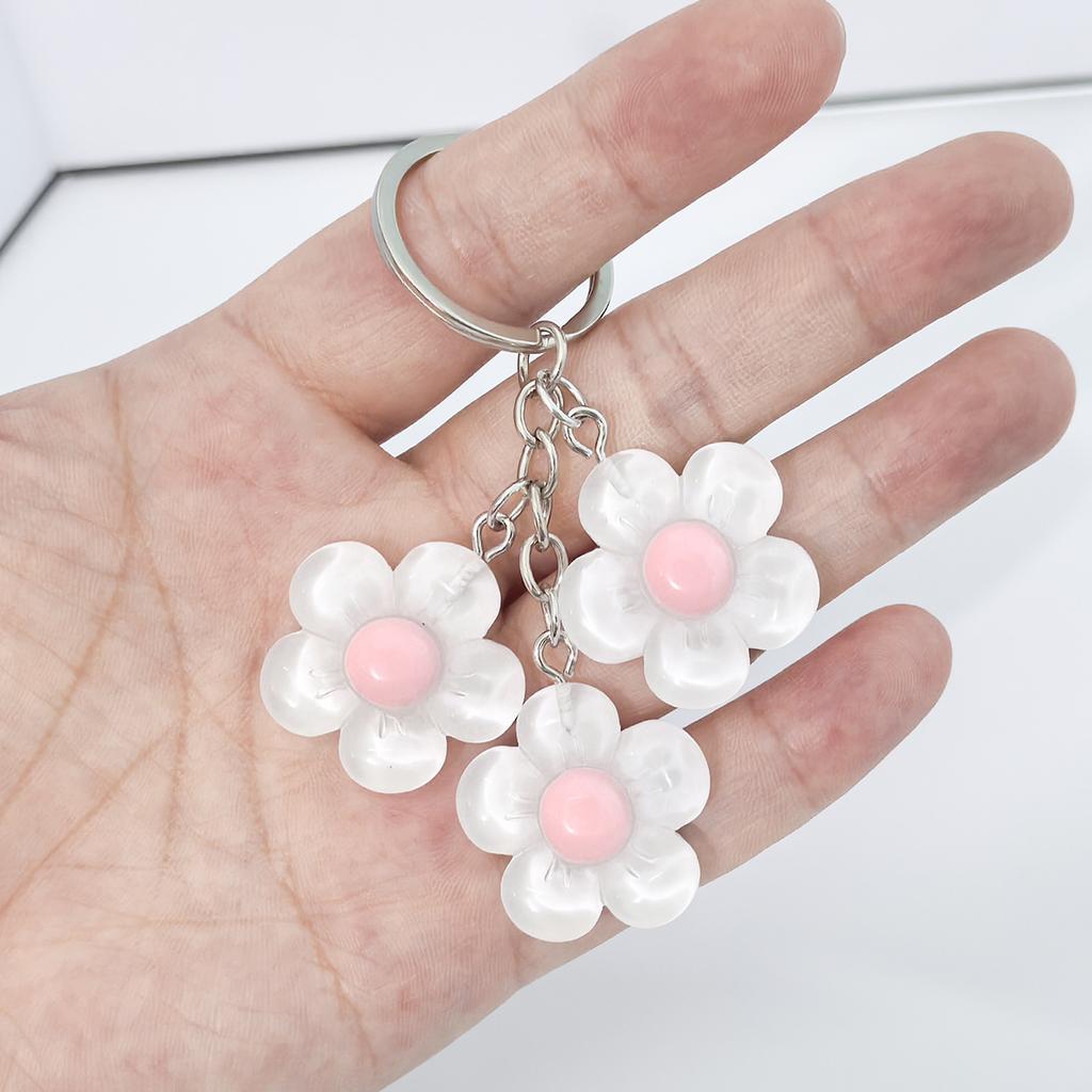 Resin Cherry Blossom Keychain Flower Pendant Backpack Decoration Accessories Couple Family Keychain Pendant