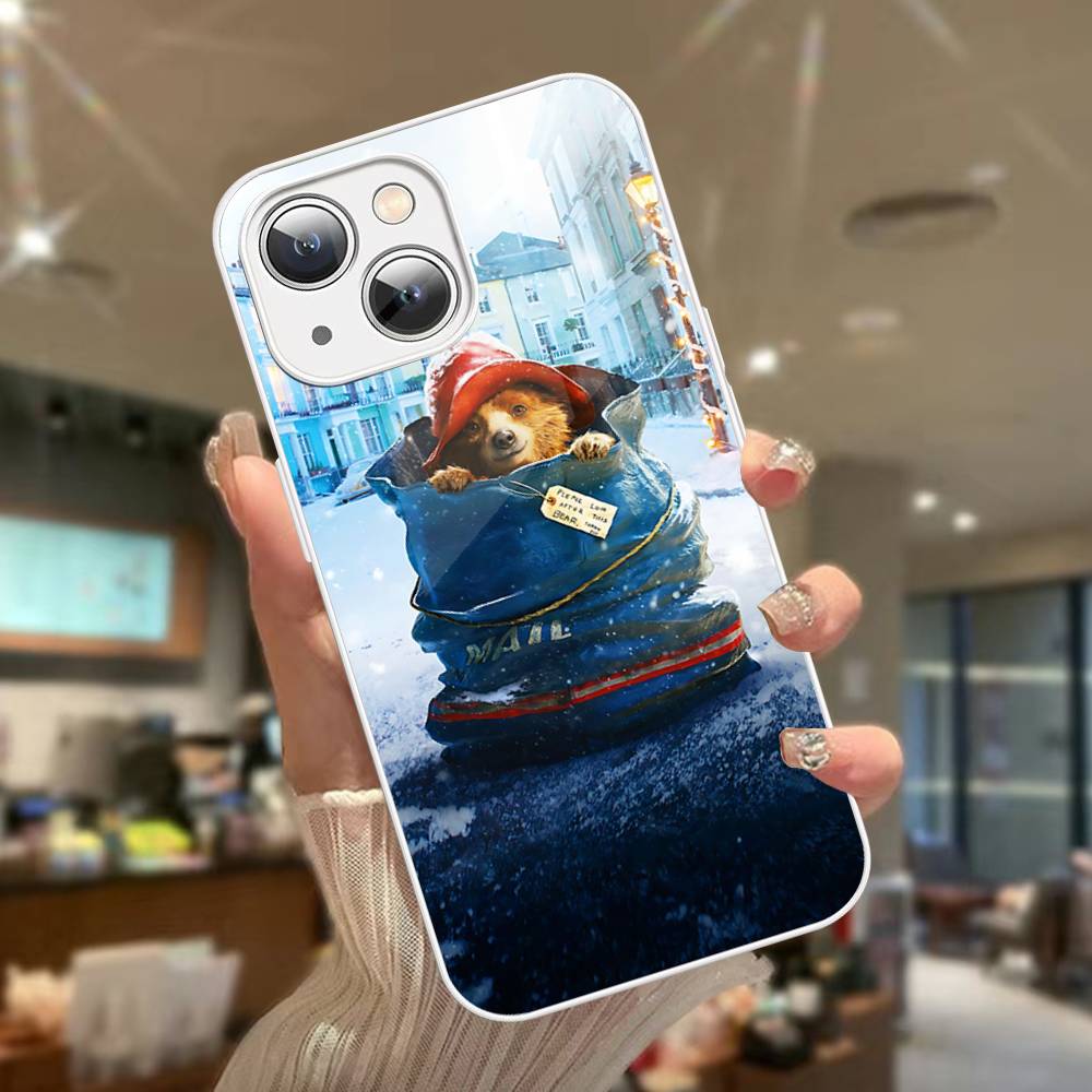 Cute P-Paddingtons Bear For IPhone 14 13 12 Mini 11 Pro XS Max X XR 14 Plus Tempered Glass Cover
