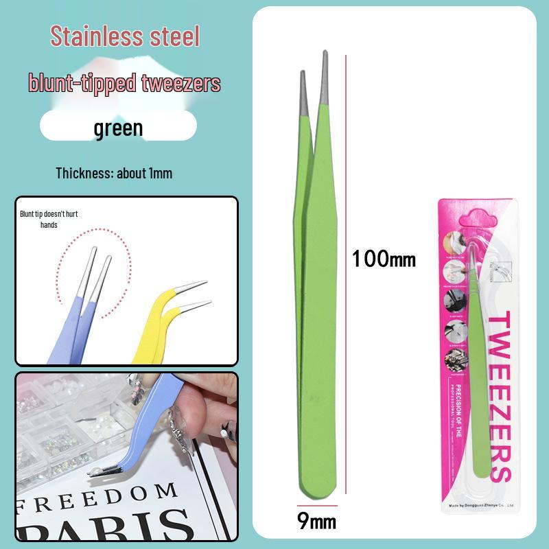 Colorful Stainless Steel Curved Tweezers for False Eyelashes and Planner Clips