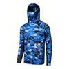 Windproof Men’s Long Sleeve Hooded Fishing Top with Face Mask, UPF 50+ Quick Dry Breathable Lightweight Gear