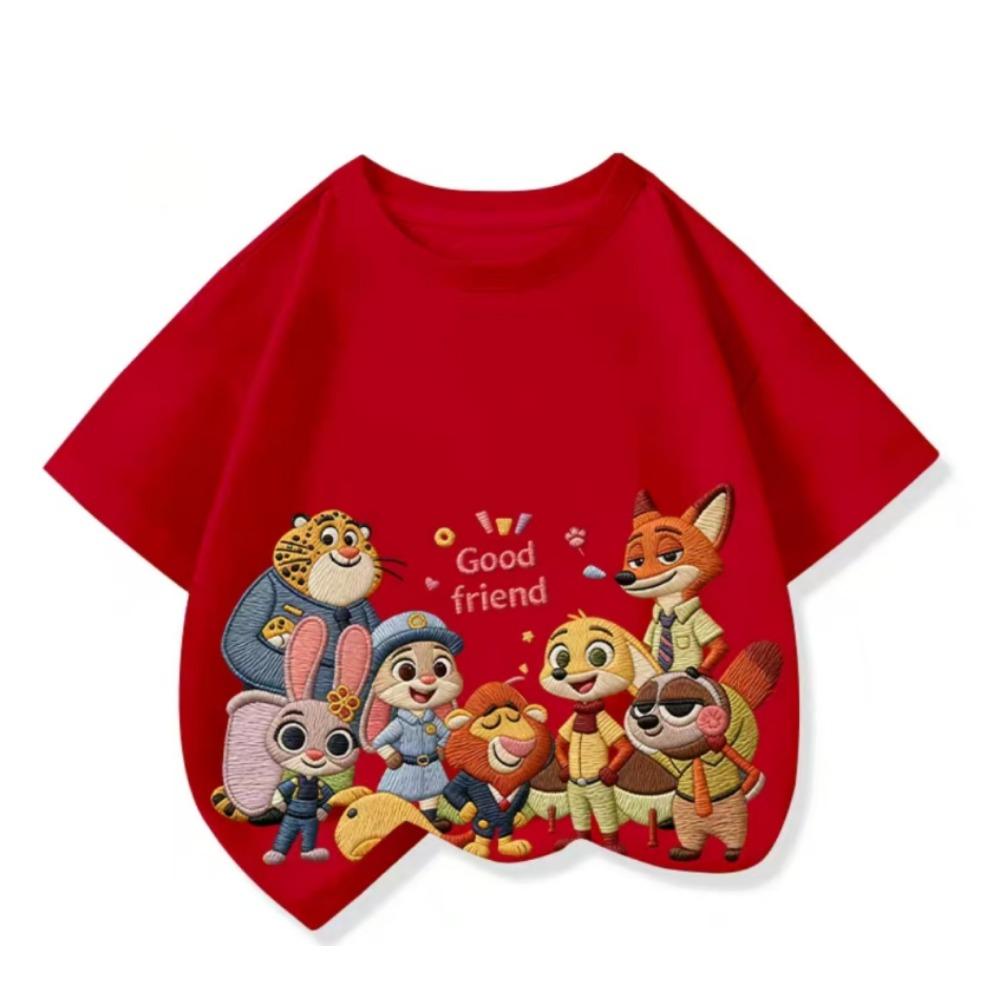 Crazy Animal Cartoon Pattern Short-Sleeved T-Shirt -Popular Children's Shirt
