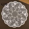 Vintage Floral Lace Placemats Retro Placemat, White Doilies, Embroidered Table Mat, Washable Pads for Small Tables Sheer Mesh Doily Tea Cup,