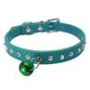 Adjustable Pet Dog Crystal Rhinestone Bell Collar Soft Faux Leather Neck Strap
