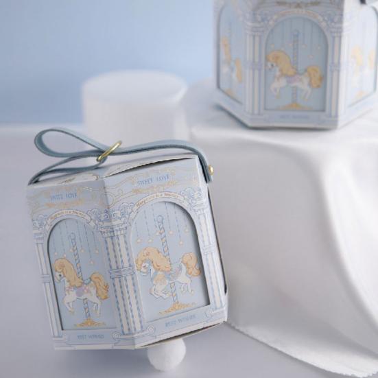 Candy Box Portable Cartoon Print Carousel Pattern Dispense Candy Paper Jam Lovely