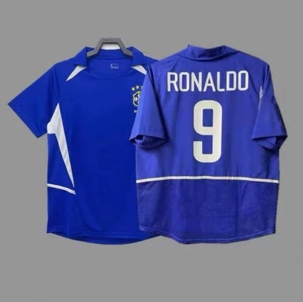 Camiseta de Fútbol Retro de Brasil del Mundial 2002: Carlos #6, Ronaldo #9, #11, y Ropa Ball.