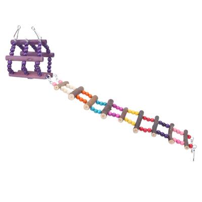 Bird Climbing Ladder Toy Wood Swing Drawbridge Loop Ladder Climbing Ladder Set for Parrots Hamsters and Sugar Gliders