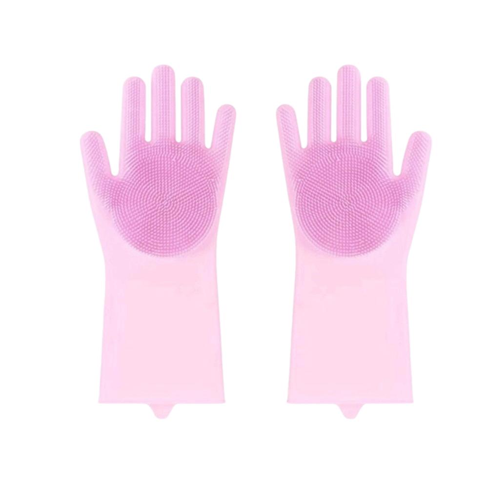 Silicone Dishwashing Gloves Multifunctional Pet Wash Gloves Hair Removal Glove  Dog Bathing розовый