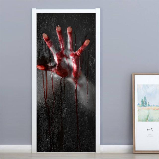 3D Gray Horror Wallpaper For Halloween Decoration Door Sticker Self-adhesive Waterproof PVC Wall Decal Party Decor Zombie Mural