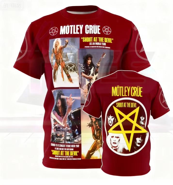 The Representative Band of American Heavy Metal Band Mötley Crüe Enthusiasts New 3D Printed T-shirt for Men Women Loose T-shirt