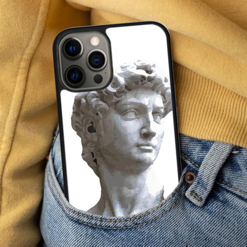 David Statue Abstract Art Soft Phone Case for iPhone 17 Air 16e Pro max 15 Pro 13 14 Plus 11 12 MagSafe Magnetic Coque