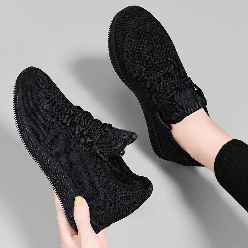 Soft sole non-slip black shoes women's cloth shoes fitness dancing casual running sports shoes