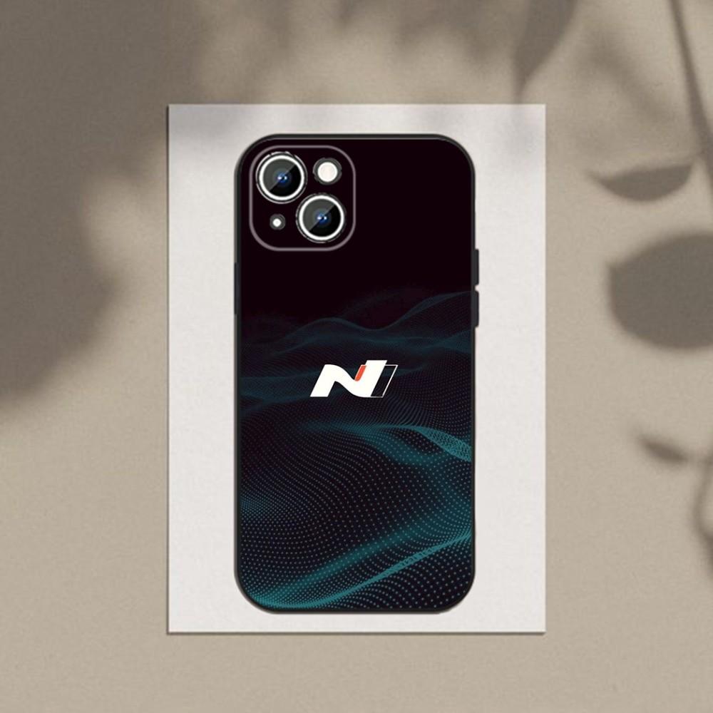 Funda para Teléfono Coche Azul I30N Funda para Teléfono Para Apple iPhone 15,14,13,12,11,XS,XR,X,8,7,Pro,Max,Plus,mini Silicona Negra Cubierta