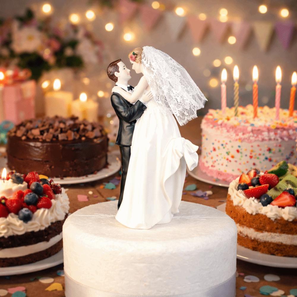 Resin Couple Wedding Cake Topper Elegant Design Bride Groom Figurine  Wedding Party