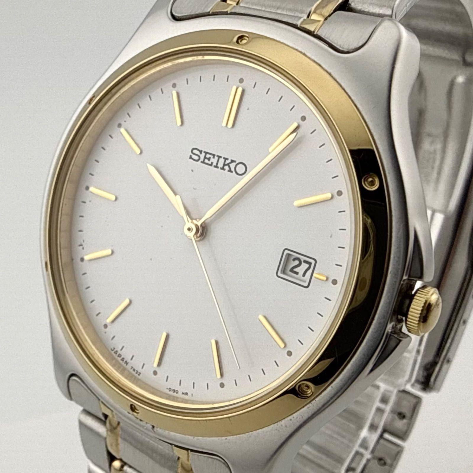 SEIKO 7N32-0151 Мужские часы Seiko Кварцевые Рабочие Батарея заменена [T43]